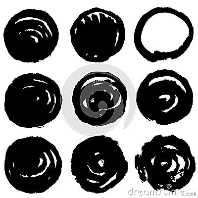 Grunge post stamp set, circles. Round banners, boxes, frames, labels or badges, backgrounds. Vector Illustration