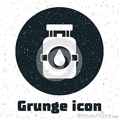 Grunge Propane gas tank icon isolated on white background. Flammable gas tank icon. Monochrome vintage drawing. Vector Vector Illustration