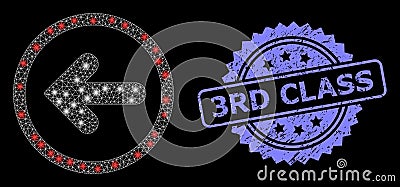Grunge 3Rd Class Stamp and Flare Network Left Pointer Vector Illustration