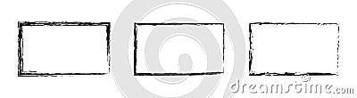 Grunge rectangular frame, blank frame. Set of hand drawn rectangle. Vector illustration on white background Vector Illustration