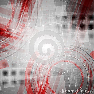 Grunge red grey technology geometric background Vector Illustration