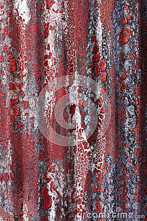 Grunge Red Paint on Steel Wall Stock Photo