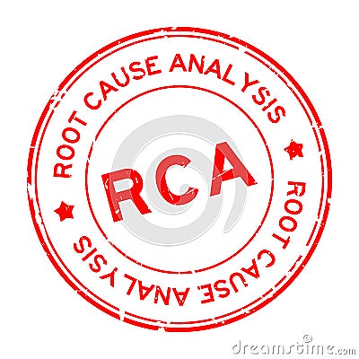 Grunge red RCA root cause analysis word round rubber stamp on white background Stock Photo