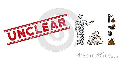 Grunge Unclear Line Stamp with Mosaic Manager Show Shit Icon Stock Photo