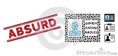 Distress Absurd Line Stamp and Collage Account Card Icon Stock Photo