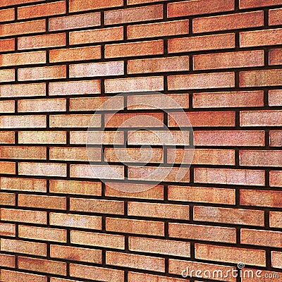 Grunge red yellow beige tan fine brick wall texture background perspective textured pattern Stock Photo