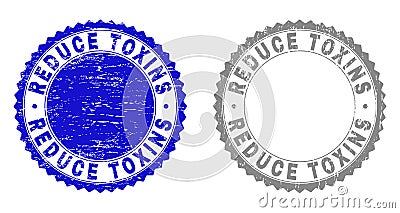 Grunge REDUCE TOXINS Scratched Stamp Seals Vector Illustration