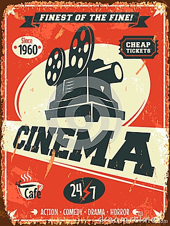 Grunge retro cinema poster Vector Illustration