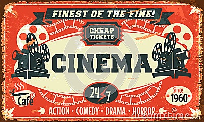 Grunge retro cinema poster Vector Illustration