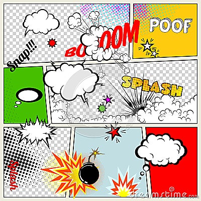 Grunge Retro Comic Speech Bubbles Stock Photo