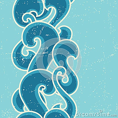 Grunge retro seamless pattern with abstract curly Vector Illustration