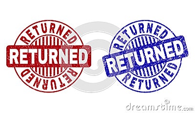 Grunge RETURNED Scratched Round Stamps Vector Illustration