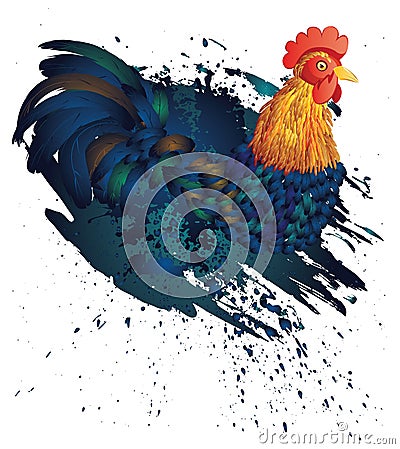 Grunge Rooster Vector Illustration