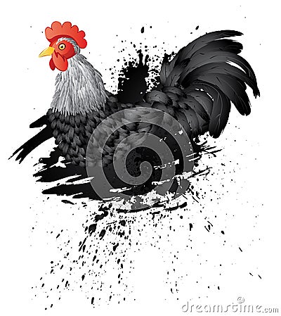 Grunge Rooster Vector Illustration