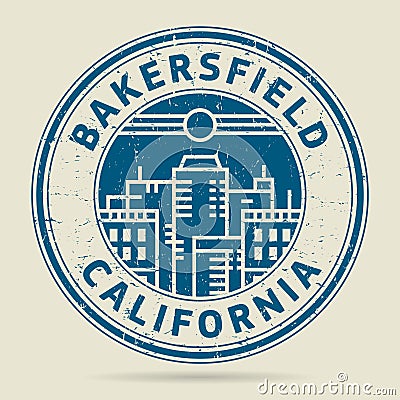 Grunge rubber stamp or label with text Bakersfield, California Vector Illustration