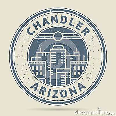 Grunge rubber stamp or label with text Chandler, Arizona Vector Illustration