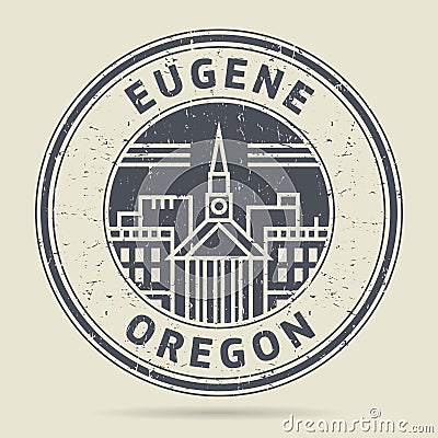 Grunge rubber stamp or label with text Eugene, Oregon Vector Illustration