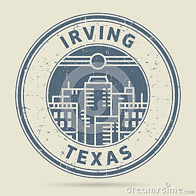 Grunge rubber stamp or label with text Irving, Texas Vector Illustration