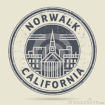 Grunge rubber stamp or label with text Norwalk, California Vector Illustration