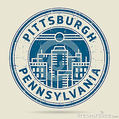 Grunge rubber stamp or label with text Pittsburgh, Pennsylvania Vector Illustration