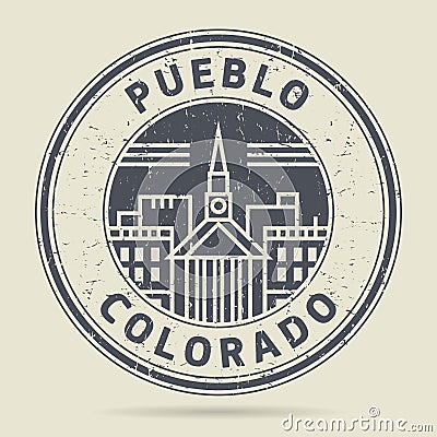 Grunge rubber stamp or label with text Pueblo, Colorado Vector Illustration