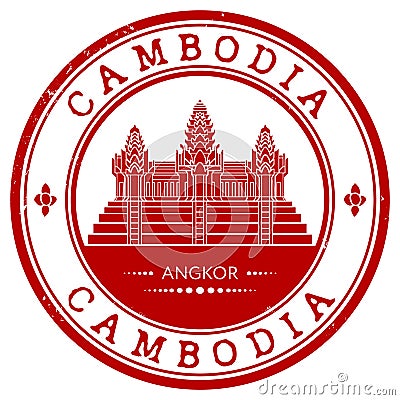 Grunge rubber stamp with the name of Cambodia Stock Photo