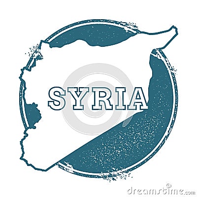 Grunge rubber stamp with name and map of Syrian. Vector Illustration