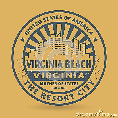 Grunge rubber stamp with name of Virginia Beach, Virginia Vector Illustration