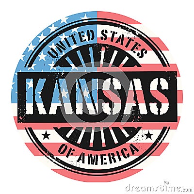 Grunge rubber stamp with the text United States of America, Kans Vector Illustration