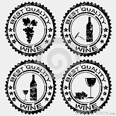 Grunge rubber stamps with wine symbols Vector Illustration