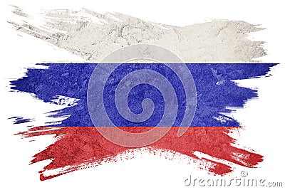 Grunge Russia flag. Russian flag with grunge texture. Brush stroke. Editorial Stock Photo