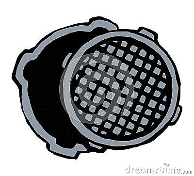 Round manhole cover. Vector drawing Vector Illustration