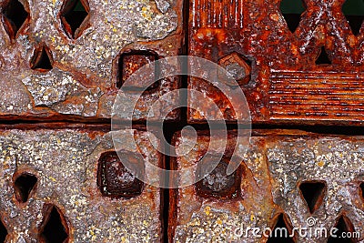 Grunge rusty metal frames four corners with rivets Stock Photo