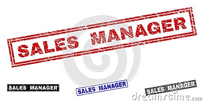 Grunge SALES MANAGER Textured Rectangle Watermarks Vector Illustration
