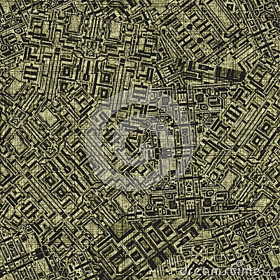 Grunge sepia random geometric dyed seamless texture material. Irregular messy architecture plan style grunge pattern Stock Photo