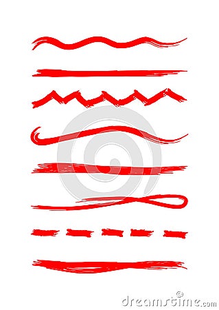 Grunge set of drawn by hand underscores. Vector illustration. Vector Illustration