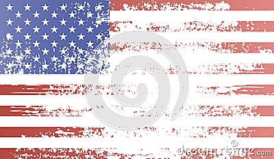 Grunge shabby American flag with place for text. Cartoon Illustration