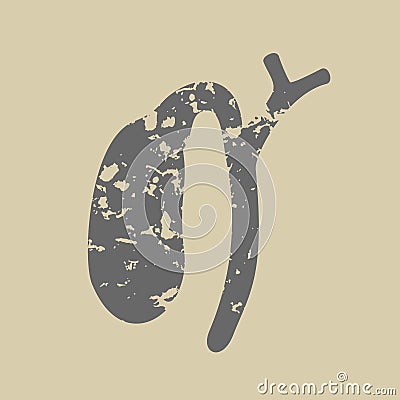 Grunge silhouette of gall bladder vector icon. Vector Illustration