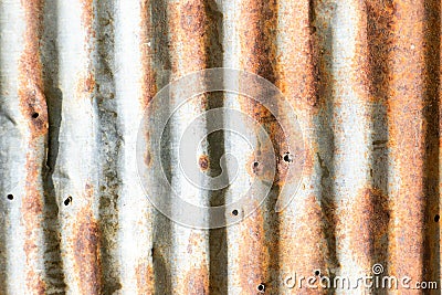 Grunge silver and red rust corrugated iron metal plate texture background Stock Photo