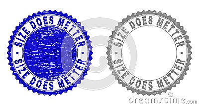 Grunge SIZE DOES METTER Scratched Stamps Vector Illustration