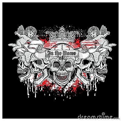 Grunge skull coat of arms Vector Illustration