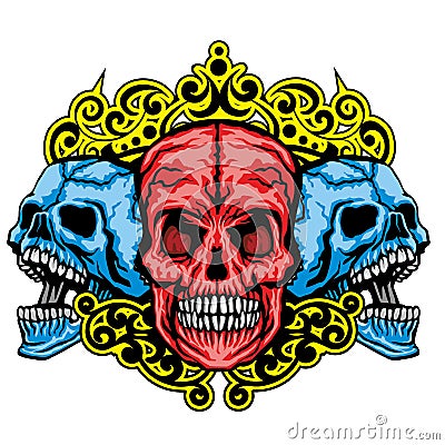 Grunge skull coat of arms Vector Illustration