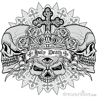 Grunge skull coat of arms Stock Photo