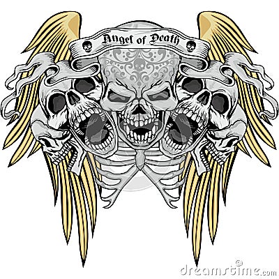 Grunge skull coat of arms Vector Illustration