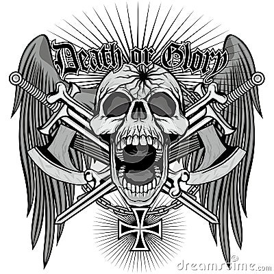 Grunge skull coat of arms Stock Photo