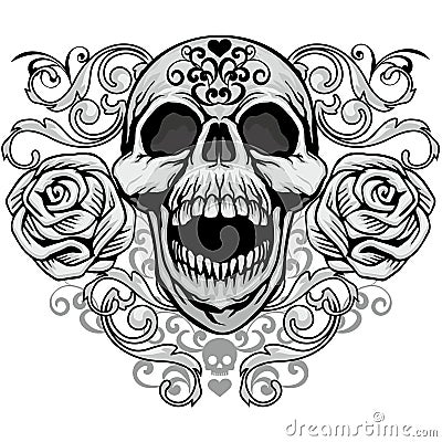 Grunge skull coat of arms Vector Illustration