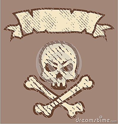 Grunge Skull n Bones Vector Label Vector Illustration