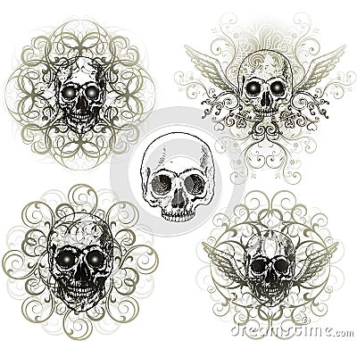 Grunge skull ornament Vector Illustration