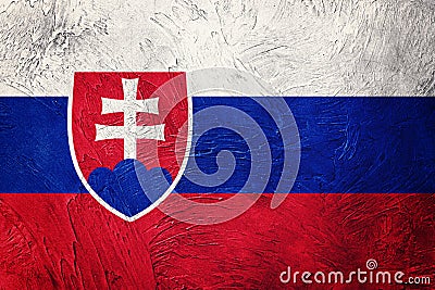 Grunge Slovak Republic flag. Slovak Republic flag with grunge te Stock Photo