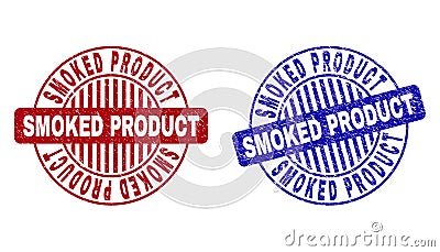 Grunge SMOKED PRODUCT Textured Round Watermarks Vector Illustration